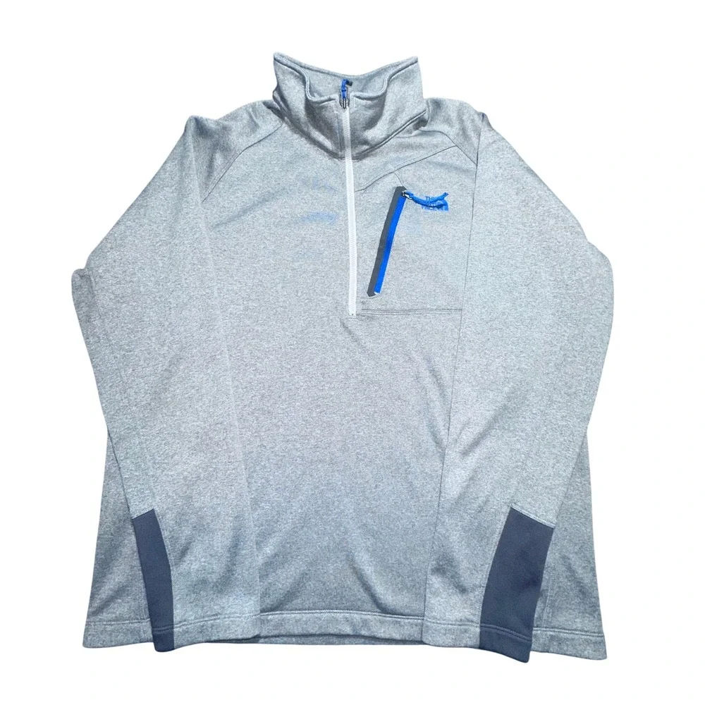 The North Face XL Quarter Zip Pullover‎ Gray Blue Pocket Performance Fleece